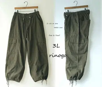 새상품 할인 3L 카키 카고 팬츠 밑단 조임 캐주얼 하의 빅 사이즈