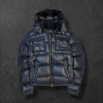 Y2K archive 다운 자켓 광택 더블 지퍼 짧은 기장 후디드