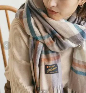 Kastane 카스타네 컬러 체크 스톨 머플러