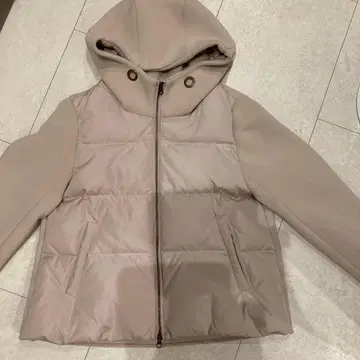 새상품급! FENNEL 후디드 절개 다운 자켓 백 턱 더블 지퍼