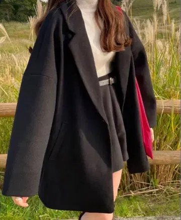 GRL/루즈 테일러드 코트 ze585 코트 블랙