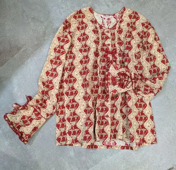 원더풀 월드 카네코 이사오 장미 피코 프릴 슬리브리스 셔츠 블라우스