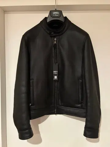 엠메티 SP 가죽 무스탕 라이더 자켓 유리 무스탕