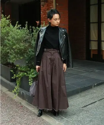 TODAYFUL 벨트 포함 블랙 롱 스커트