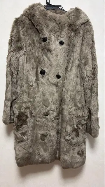 인조 모피 복슬복슬 더블 브레스트 코트