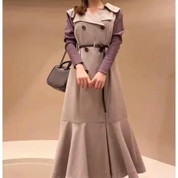 SNIDEL 빅 칼라 트렌치 오버롤 스커트 베이지 0