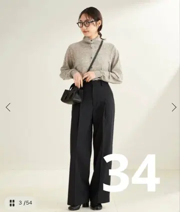 Plage R'IAM 턱 와이드 팬츠 블랙 34