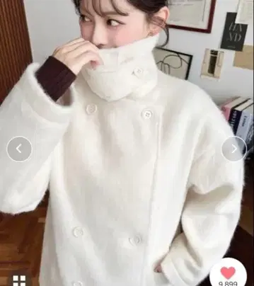 2WAY 어레인지 칼라 니트 샤기 미들 기장 더블 테일러드 자켓