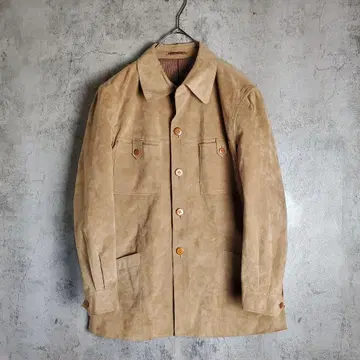[ 빈티지 ] 구제 의류 자켓 스웨이드 커버올 베이지 레트로