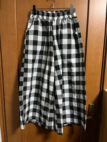 used gingham cheak wide half pants