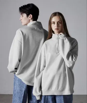 CLEL 하프 지퍼 디자인 풀오버 S 라이트 그레이