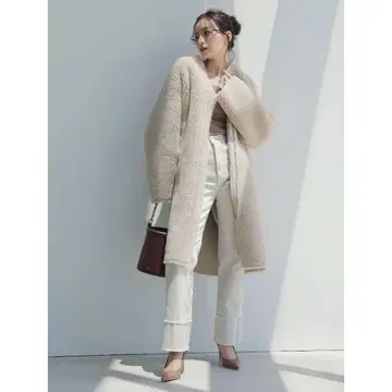 anuans 본딩 보아 코트 베이지