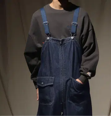 니코앤드 2025AW 와이드 데님 오버롤 인디고 M