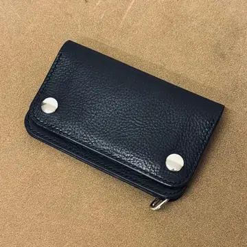 이탈리아 가죽 트래커 지갑 미들 블랙 2층 얇은 타입 Virgilio