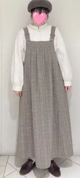 사만사 모스모스 앞 턱 오버롤 스커트 브라운