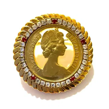 영국 엘리자베스 2세/엘리자베스 여왕 2 페니 코인 골드 브로치