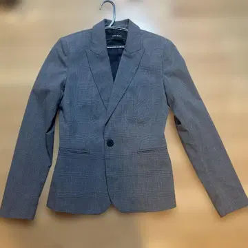 ZARA BASIC 그레이 체크 무늬 테일러드 자켓