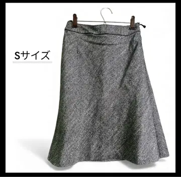 울 혼방 트위드풍 플레어 스커트 9AR M 상당 고급