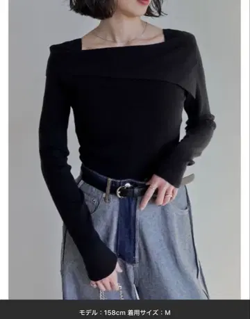 [택 포함 새상품] [브라끈 숨김] 비대칭 오프숄더 리브 니트탑