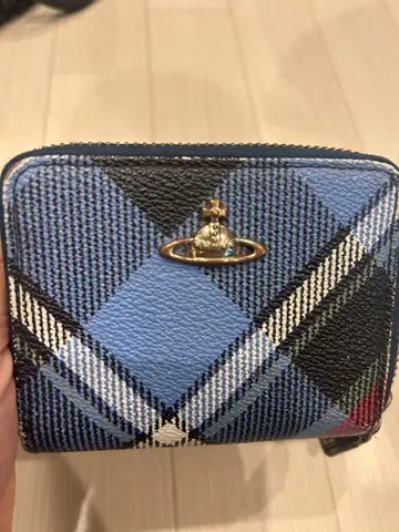 체크 무늬 접이식 지갑