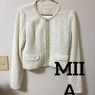 MIIA 화이트 트위드 펄 자켓