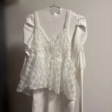 [ 미사용 새상품 ] rienda 뷔스티에 세트 니트 원피스 화이트 1점