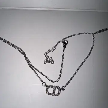 CD 더블 링 모티브 실버 목걸이