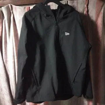 New Era 블랙 풀 집업 나일론 자켓 점퍼 블루종