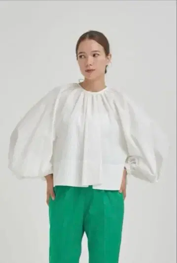 yori 요리 포코포코 개더 블라우스 화이트