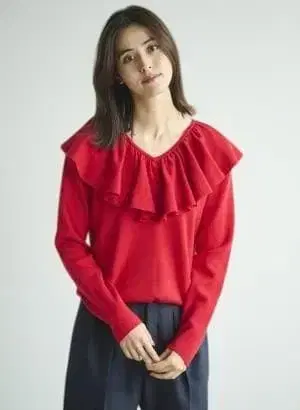 LOUNIE 프릴 니트 풀오버 프리 사이즈 택 포함 새상품