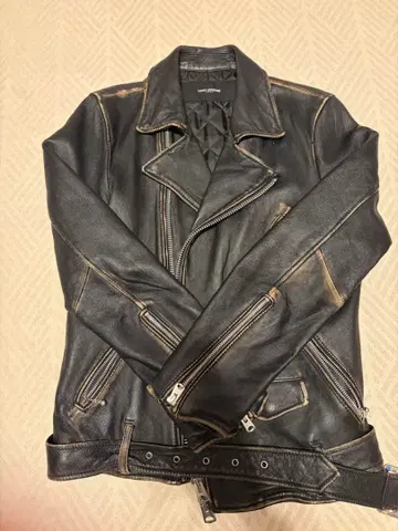 나노 유니버스 더블 라이더 자켓 빈티지 가공 레어