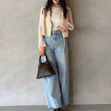 LAGUNAMOON 미니 샤기 니트 베스트 퍼 베스트