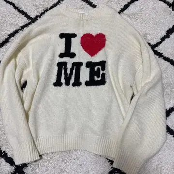 아이보리 I LOVE ME 니트 스웨터 긴팔