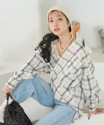 스프링 체크 카슈쿨 블라우스