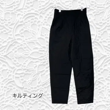 퀼팅 블랙 하이웨스트 팬츠 허리 뒷부분 밴딩 S258