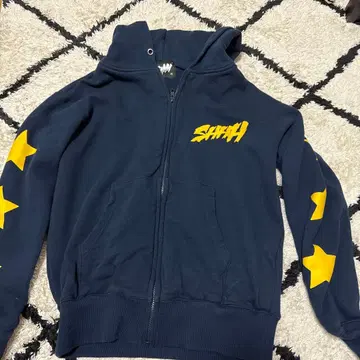 네이비 별 패턴 프린트 후드티