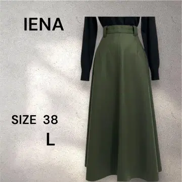 새상품급 IENA 이에나 하드 압축 플레어 스커트 울 100% 올리브 L