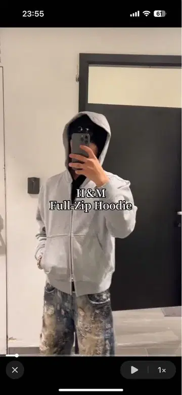 H&M 버건디 풀 지퍼 후디