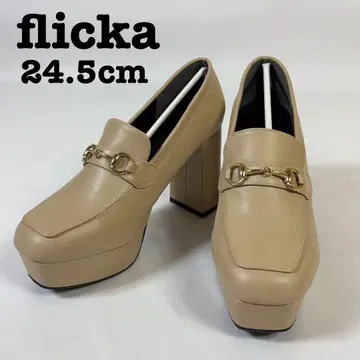 [ 재고 처분 ] flicka 통굽 비트 로퍼 베이지 힐