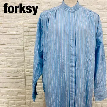 forksy  롱 셔츠 원피스 스트라이프 패턴 1018