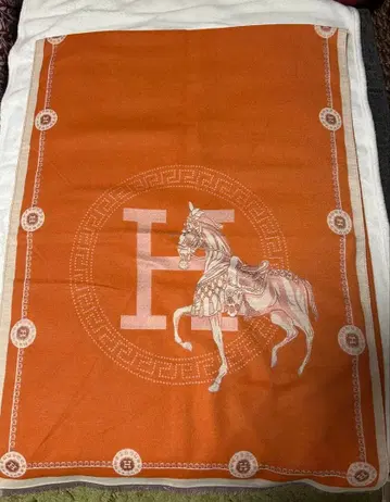 오렌지 말 모티브 캐시미어 스톨