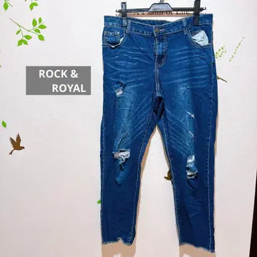 한정판 ROCK & ROYAL 스키니진 데미지 가공 데님