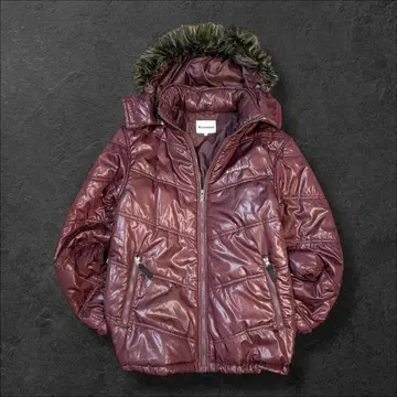 00s archive 충전솜 퍼 자켓 Y2K 시크 스타일 보르도 M