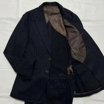 컨디션 최상 빔즈 수트 네이비 스트라이프 조절 기모