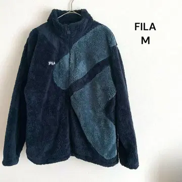 휠라 플리스 자켓 보아 네이비 로고 집업 M