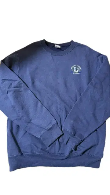 네이비 로고 자수 트레이닝복