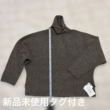 미사용 새상품, 택 포함 그레이 브라운, 터틀넥 오버 사이즈 니트