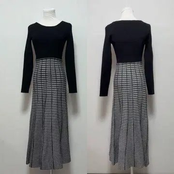 새상품급 MERCURYDUO 긴팔 니트 롱 플리츠 원피스