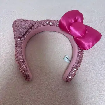 고양이 귀 리본 포함 머리띠 핑크