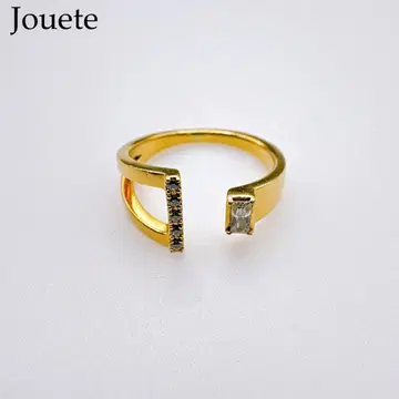 [ Jouete ] 골드 컬러 오픈 링 silver925 에메랄드 컷